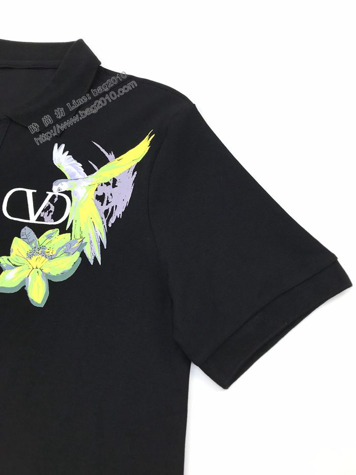 Valentino男裝 華倫天奴2020新款花卉飛鳥印花短袖polo衫  ydi3028